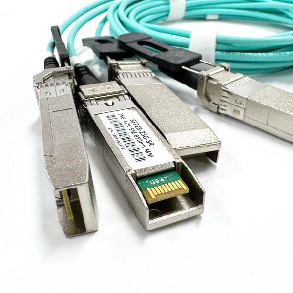 intel compatible qsfp28 100g sr active optical cable aoc, 850nm, 4x25g sfp28 optical modules 8 cores om3 cable