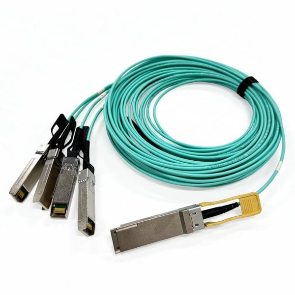 immersion liquid colling 100g qsfp28 to 4x25g sfp28 aoc active optical cable, om3 5m aqua short reach