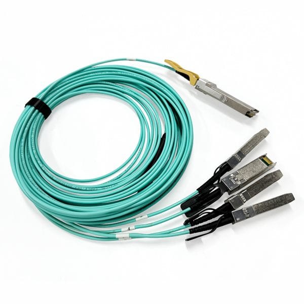 immersion liquid colling 100g qsfp28 to 4x25g sfp28 aoc active optical cable, om3 5m aqua short reach