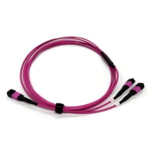 200g mpo 24 fiber cable to 2x12 100g fiber mtp mpo fiber breakout cable, mm om4 50um violet