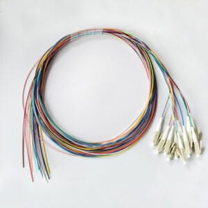 lc duplex fiber optic pigtail cable om3 multimode 0.9mm jacket 1.5m (1.5 meter) 12 pack colored patch cord for high speed networking