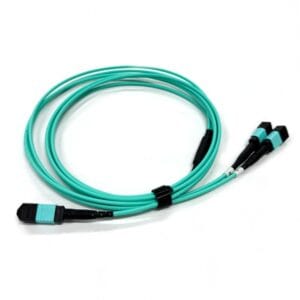 16 fibers mtp fanout cable with breakout kit, mm om3 50/125um aqua, lszh 4 meter (2x8 mpo connectors)
