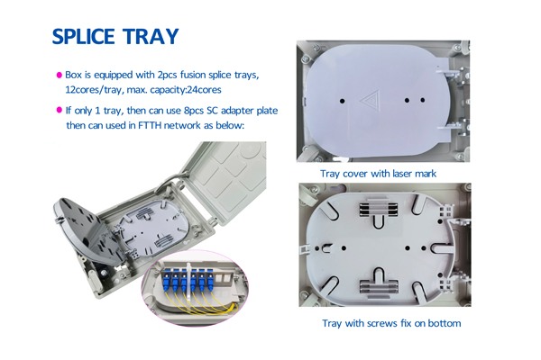 ftth home fiber termination box with 8 sc adapters and pigtails sc upc os1 9/125um