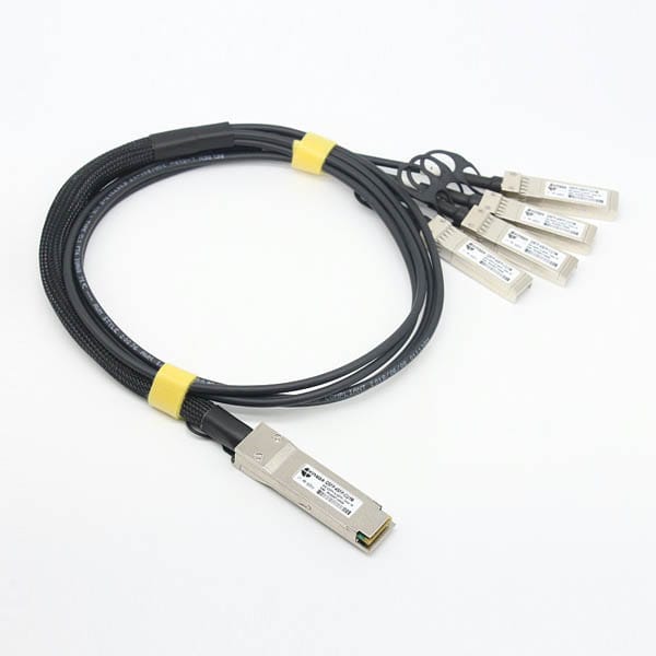 optical dac cable qsfp+ to 4x sfp+ 10g 5meter, twinax copper cable, pvc black 24awg