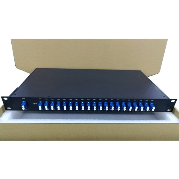 passive wdm, 1 ru 19" mux demux 40 ch dwdm multiplexers, lc/upc, single mode fiber with abs box modules