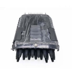 16 port nap box fiber for gpon ftth network, 2 buckles with sealing ip65, pole mount with metal sheet and clamps