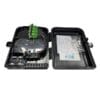 pol mount 16 port plastic fibre optic distribution box black, 16 sc adapters, 1x8 1x16 spltiter,2x3mm round drop cable exit