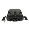 new black ip65 outdoor fdb fiber distribution box, 16 round ports, 4 cable entry, 1x16 1x8 splitter
