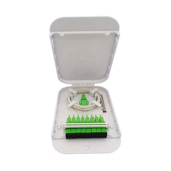 fiber optic cable terminal box, 8 cores, front 8sc coupler, large size, low loss il 0.2db