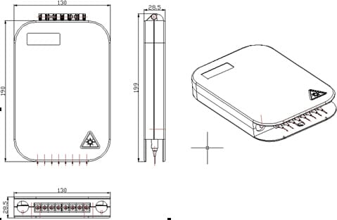 fiber optic cable terminal box, 8 cores, front 8sc coupler, large size, low loss il 0.2db