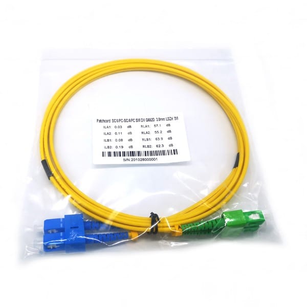sc/apc to sc/upc duplex single mode fiber patch cord 3.0mm yellow dx, high quality optical connectivity solution