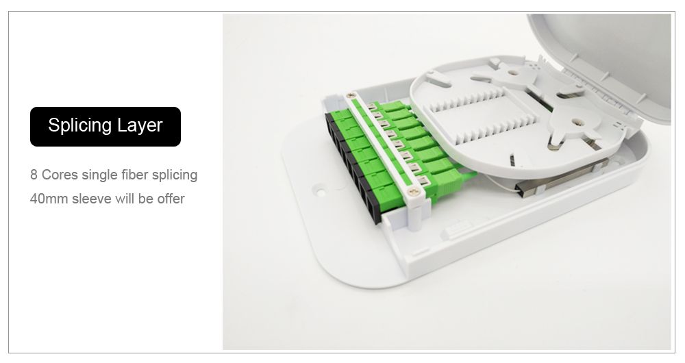 fiber optic cable terminal box, 8 cores, front 8sc coupler, large size, low loss il 0.2db