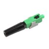 fast connector fiber optic sc apc sm, green housing, black round boot for 2x3mm, 3mm, 2mm or 0.9mm pigtails