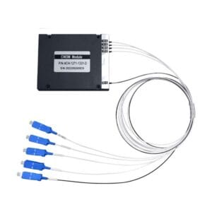 cwdm wavelengths 4 channels single fiber passive cwdm mux demux module1271 1331nm, sc upc blue connectors, white 0.9mm pigtails 1meter
