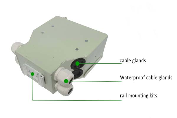 细节1 2 24 cores fiber optic termination box, sc simplex adapter, fiber pigtails, splice cassette with seeve holders