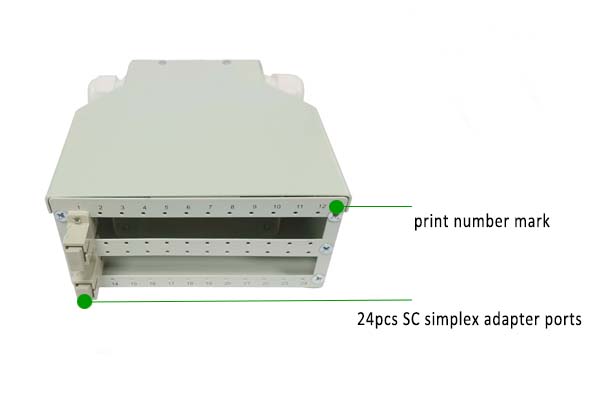 细节2 2 24 cores fiber optic termination box, sc simplex adapter, fiber pigtails, splice cassette with seeve holders
