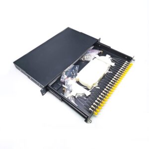 24 port st fiber patch panel with 3 pcs 1*8 splitters 1u rack mount, plc splitter integrated
