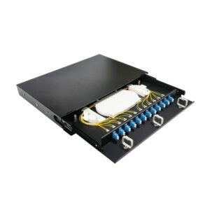12 port lc sliding fiber optic patch panel 24/48 core, 1u rackmount, metal body