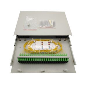 white sc apc fiber patch panel 2u 48 port, high density, rack mountable