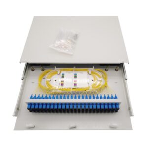2u 48 port sc upc fiber patch panel, white, 0.9mm adapters, 19" rack mount