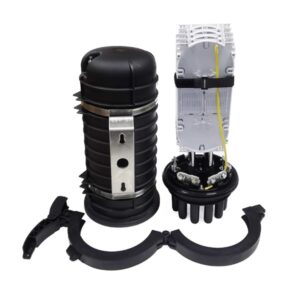 96 cores fiber optic splice closure 1oval+4 round ports, heat shrink sealing, with air valve, grounding wire,6 splice cassette, ip68 wall mount