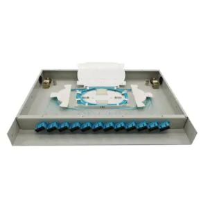 12 port 24 core fiber patch panel with om3 angled adapters, st/sc/lc compatible, metal housing, for data centers