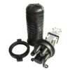 pole mount ip68 144 cores fiber splice enclosure ,1oval+4 round ports, heat shrink, dome closure, pp black outdoor use