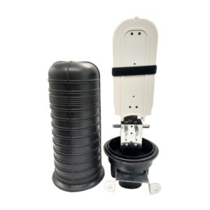 pole mount ip68 144 cores fiber splice enclosure ,1oval+4 round ports, heat shrink, dome closure, pp black outdoor use