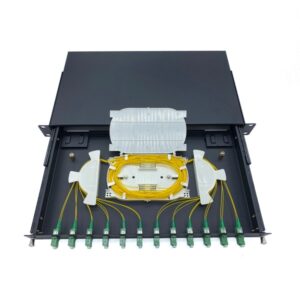 12 port lc drawer fiber optic patch panel 24/48 core, metal housing, 1u rackmount