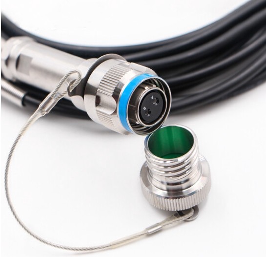 12 cores j599 to j599 field pigtail patch cord types, metal aviation metal connectors, wateproof, g652 singlemode fiber, tpu black 100 meter 3.0mm