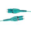 multimode patch cord with push pull dual lc connector, 1m om2 10g 50/125um aqua