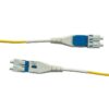 single mode lc patch cord with push pull dual lc connector, sm dx 1m os2 9/15um yellow ofnr riser cable