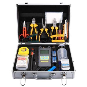 32 piece ftth toolbox for drop cable, fast connector kit, waterproof, 1.25/2.5mm compatible, with otdr slot & power meter