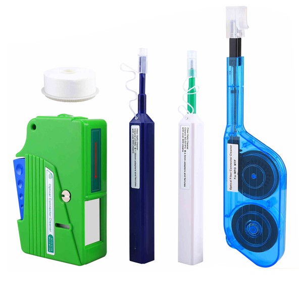 fiber optic cleaning set (10 piece kit), for sc/lc/fc/st connectors, 0.3μm precision, lint free wipes & sticks