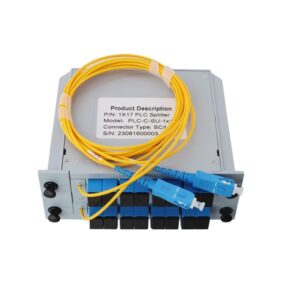 1:17 lgx box plc splitter, input pigtail sc upc 1.5m 2mm yellow, output sc upc couplers, output channel 1:70%, channel 2 17:30%