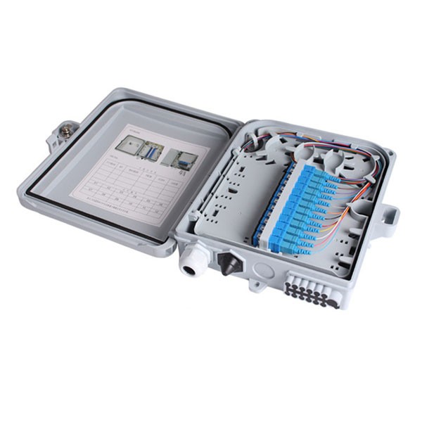 2 in 12 out outdoor fttx optical fiber splice box,gray, ip65, load with 12 sc upc adapters and pigtails,1pc/pack