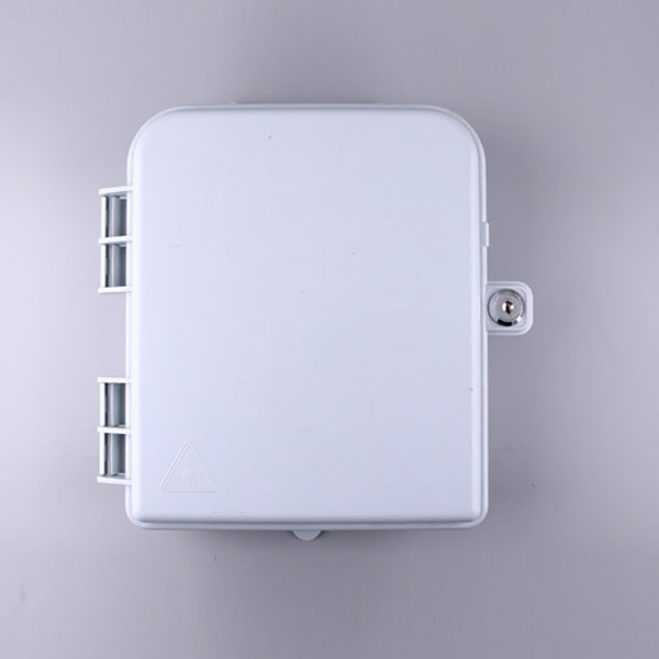 4 port fiber optic box wall mounted, gray, ip65, ul flame retartant, 1:8 splitter cassette module slots, waterproof, key lock