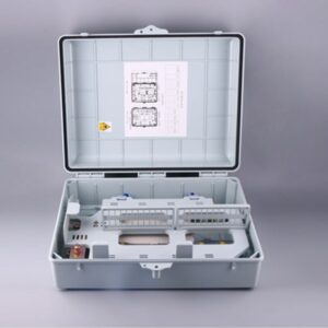 48 cores ftth fibre box on wall, 2 splice trays, 48 sc simplex adapter with flange, 2x1:16 lgx splitter or 4x 1:8 lgx splitter optional ip65, gray, abs+pc material, anti uv