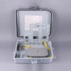 4 port fiber optic box wall mounted, gray, ip65, ul flame retartant, 1:8 splitter cassette module slots, waterproof, key lock