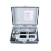 plastic gpon splitter fiber optic wall mount termination box, 2 1:16 or 4 1:8 splitter modules, 2 splice trays for 48 cores splicing, 2 uncut + 4 round ports