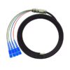 4 core fiber optic pigtail single mode sc/upc sm os2 g652d pe, black, fanout pigtails 2mm blue orange green brown, 3 mts