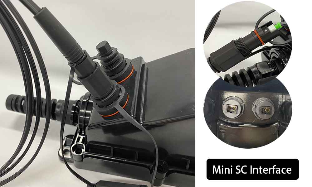2 port mst fiber serving terminal, wall mount, black, ip68, no load, sc interface for ftth ,ftta field adss cable