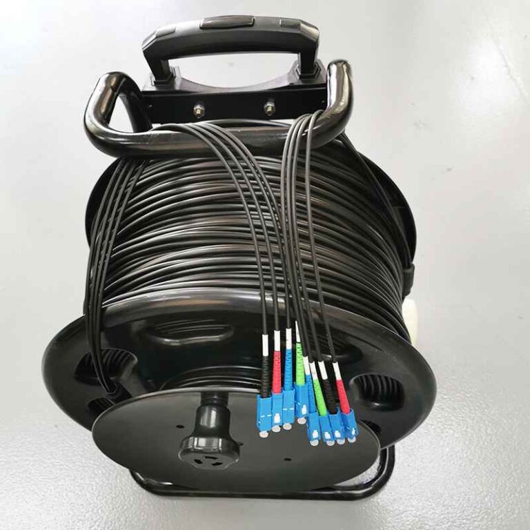 outdoor armored patch cable with cable reel