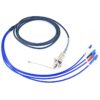 railway signal control application 4 cores preterminated fiber optic cable, cable type: single mode aremored cable tpu 5m, connector type: odc male / female connector, lc/upc connectors, fanout fiber pigtials lszh blue with color boot 3.0mm