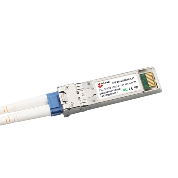 003 2 intelligent security and monitoring networks use 25g dwdm sfp28 transceivers, c21 ~c60 100 ghz itu channel, 15km, ddm, 0ºc to +70°c