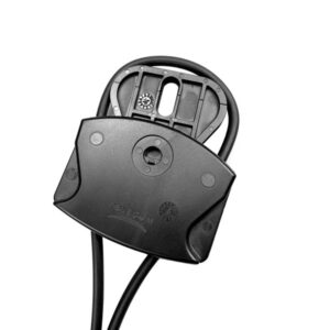 ftth drop wire p clamp 5mm round achoring loop for cfoa, black, with stainless steel hook u shape, wall, pole, facade, aerial installation