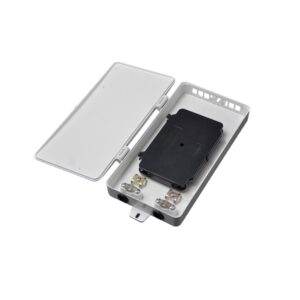 fttb floor subscriber plastic optical termination box, 2 cable in, 8 sc adapter out, wall mounting, white abs ul94v0 material