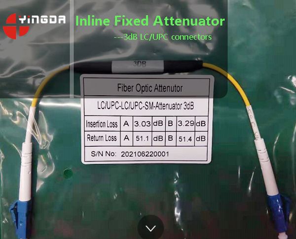 inline fixed attenuator with lc upc connectors both side