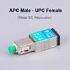 sc/upc male to sc/apc female attenuator 0db for conversion of fiber mode for fiber patch cord, optical transceiver, power meter, fiber tool kit, 1 core, metal case