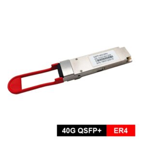 40gbase qsfp transceiver 1310nm, long reach 40km, ddm, duplex lc fiber, single mode 9/125um, red clasp, compatible cisco, huawei, h3c, zte, dell, hpe, ruijie switch in large data center